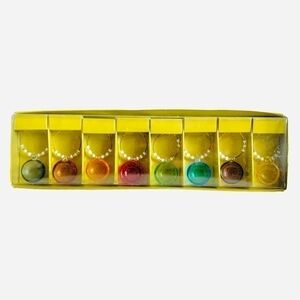 New 8 Pcs PIER 1 Imports Charms Hand-blown Multicolored Glass Wine Rings Charms